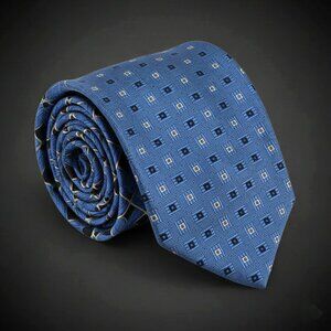 Brooks‎ Brothers Makers Silk Necktie Blue Geometric Pattern USA Made Tie NEW